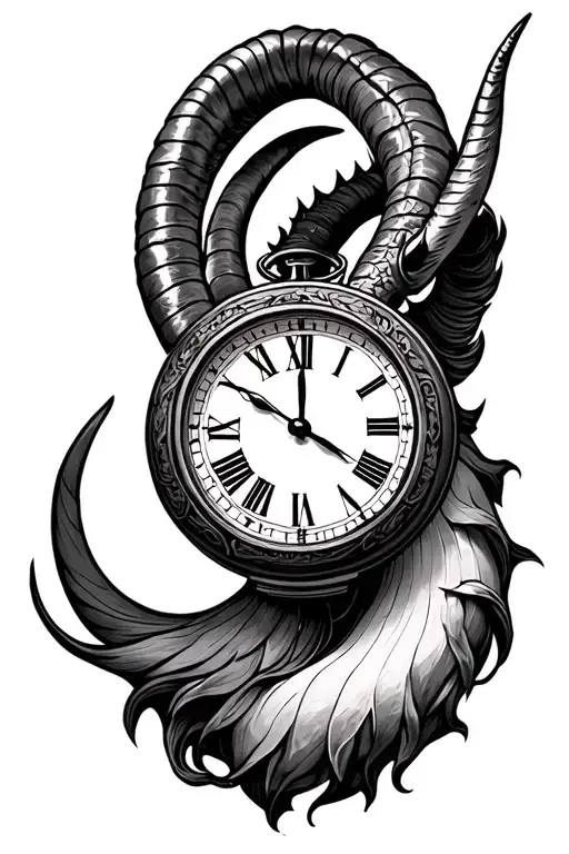 Capricorn Zodiac Sign With Clock