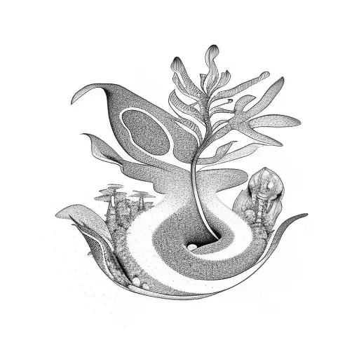 An Abstract Black-grey Design Depicting The Life Cycle Of A Plant
