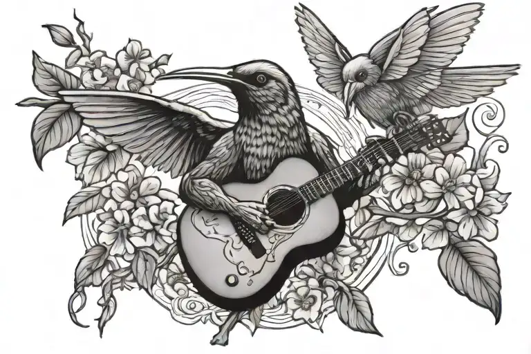 Guitar Hummingbird Gorilla Cherry Tree With Butterfly