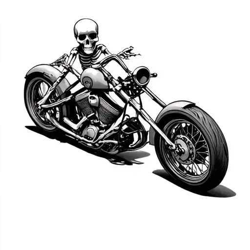 Skeleton Bones Motorcycle Traditional Style Black And White