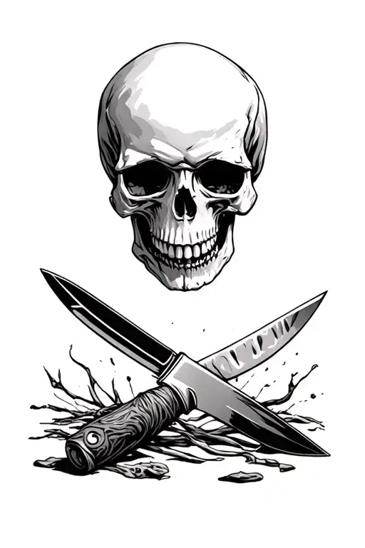 Skull With Knife Through It