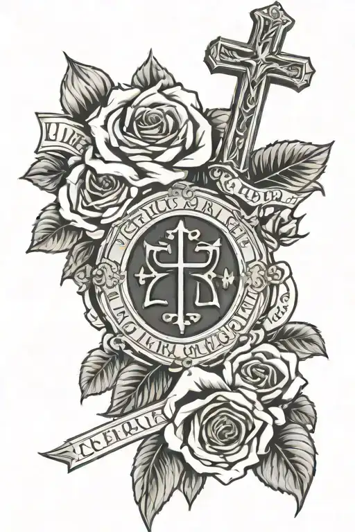 Roses With Cross In The Center With The Name Cruz And Roman Numerals For The Date June 10 2010