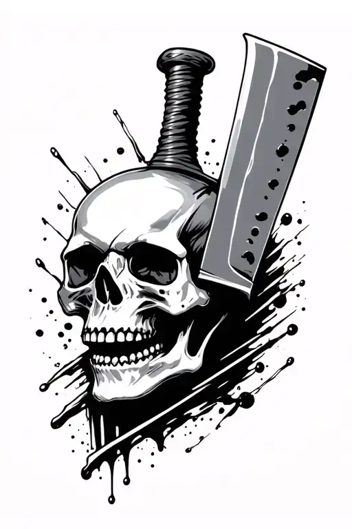 Skull With Knife Through It