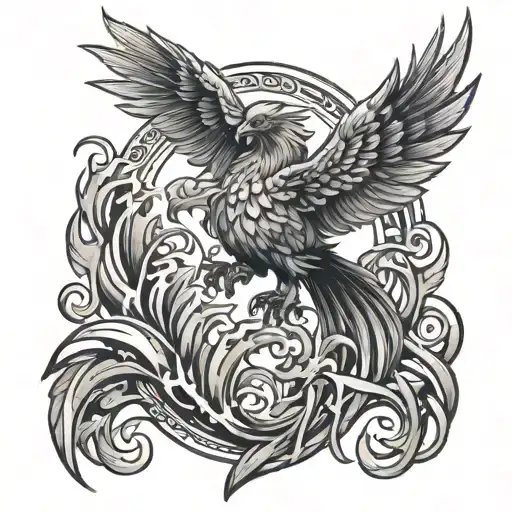 Phoenix Rising From Flames