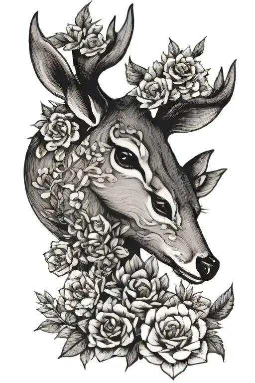 Daughter Date Of Birth Flower Baby Deer Silhouette