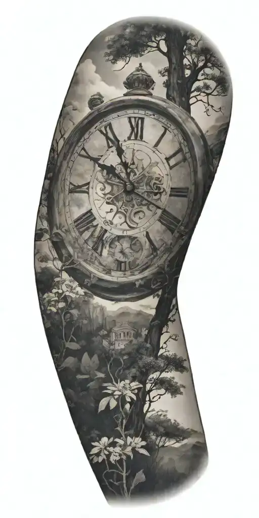 Roman Numerals Representing Important Dates Clock Face Nature Scenery