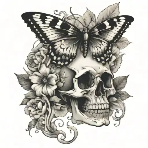 Butterfly Skull Flowers