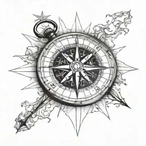 Compass And Map Outline