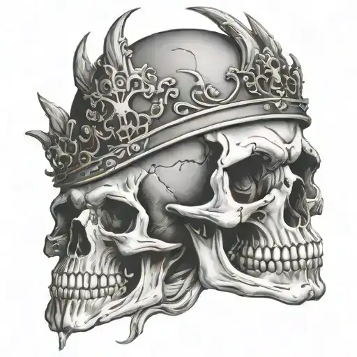 Skull With Bone Crown Made