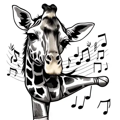 A Giraffe Wearing Ballet Shoes And Dancing To Music Notes