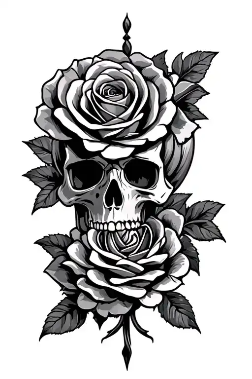 Skulls And Roses With Celtic