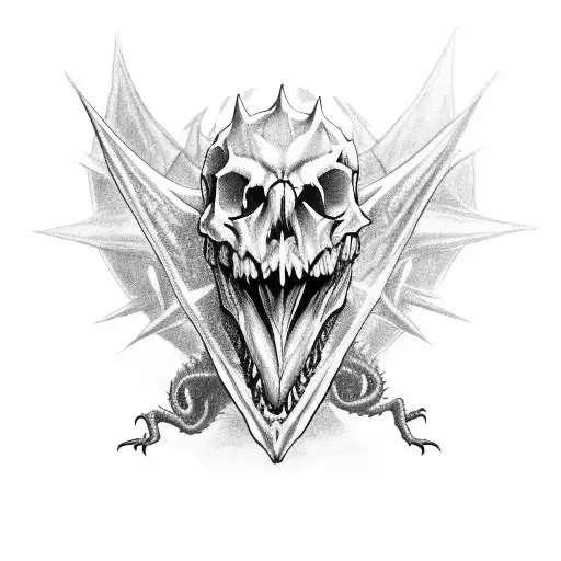 Dragon Holding A Skull In His Mouth