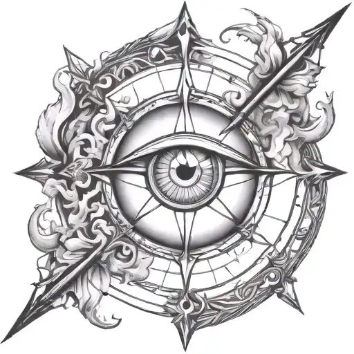 Sagitarius Bow And Arrow Evil Eye Fire Element Symbol