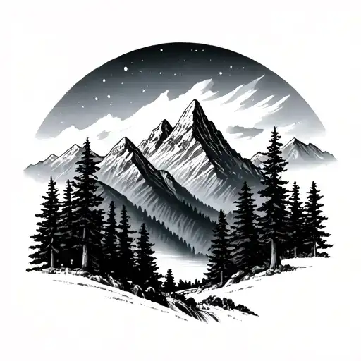 Mountains Filled With Trees Background Looking
