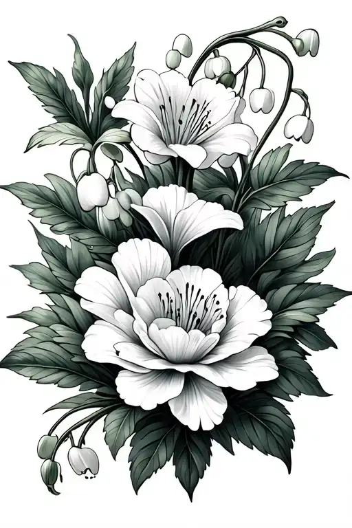 Lily Of The Valley And Carnation Flowers Intertwined