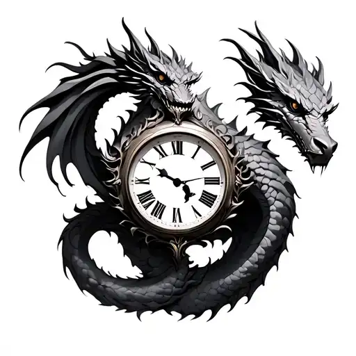 Clock And Dragon Intertwined