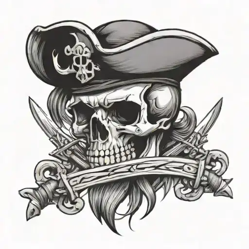 Skull With Pirate Hat With Crossed Swords Crossing