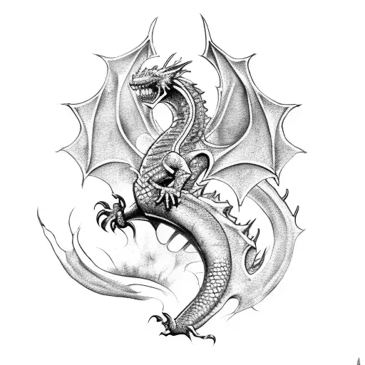 Design A Tattoo Featuring A Dragon And Heavy Metal Elements