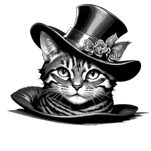 Cheshire Cat Wrapped Around The Mad Hatter's Hat