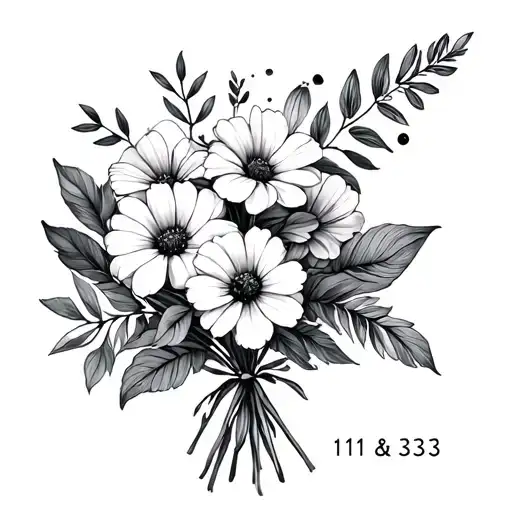 March And July Birth Flower Bouquet With 111 And 333