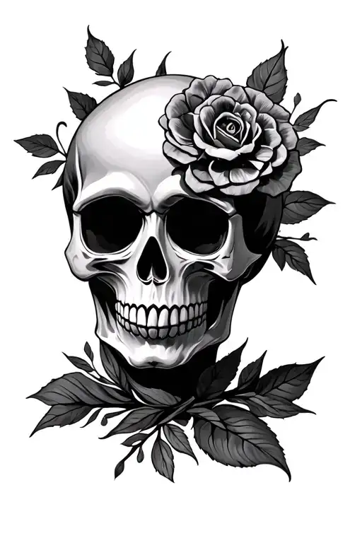 Black And Grey Sugar Skull