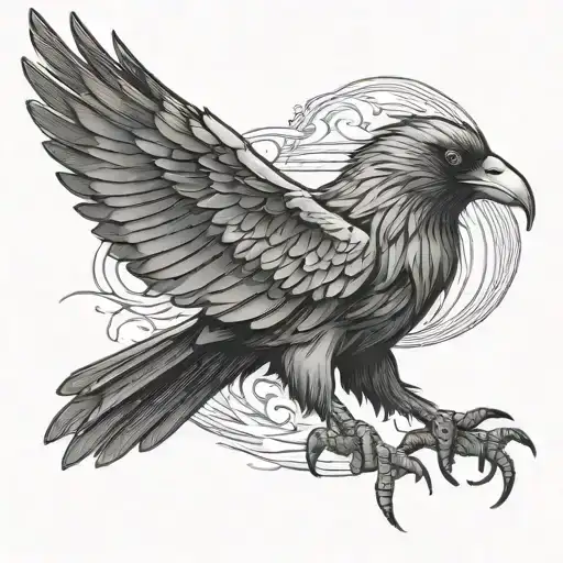 Norse Raven With Its Wings Out