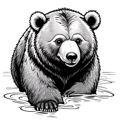 Disney Kenai Bear In Line Art Tattoo Style