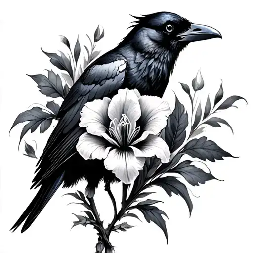 Raven And Iris Flower