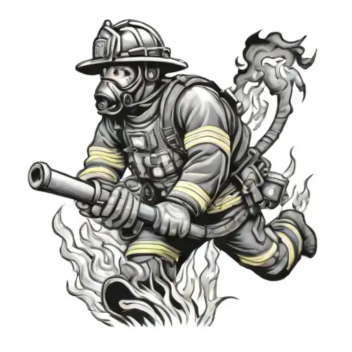 Skeloton Firefighter Battling Flames