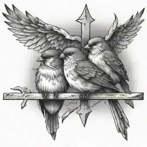 Three Little Birds With 3 Crosses