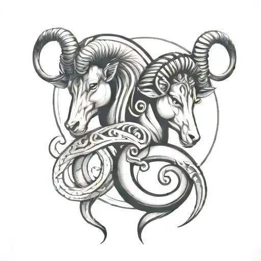Capricorn & Aries Zodiac Symbol Merging