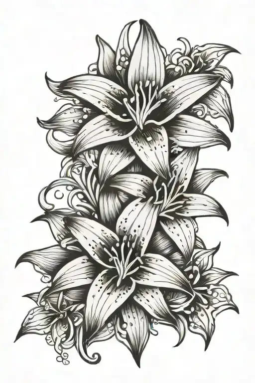 Lilly Flower And Two Black Stars