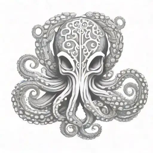 A Tattoo Design Of An Octopus Inspired By Greek Mythology And Viking Runes