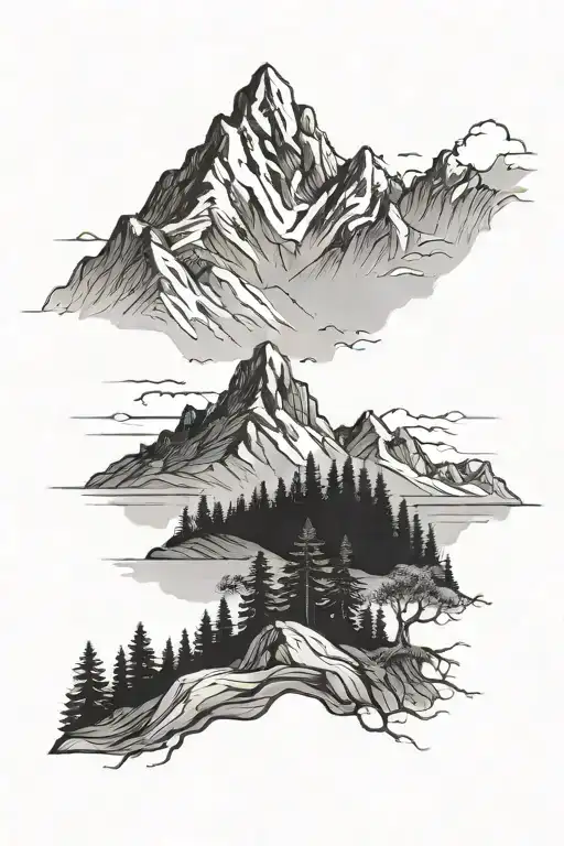 Mountain And Trees Background Looking