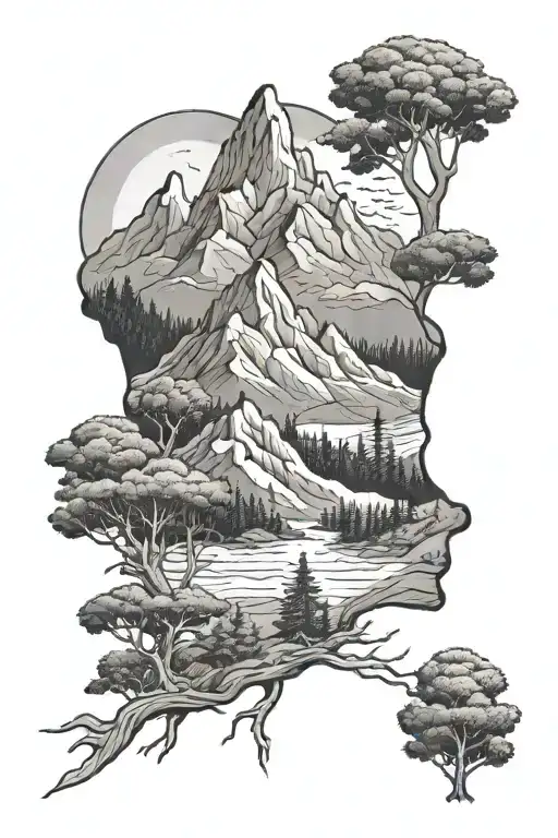 Mountain And Trees Background Looking Straight Ahead