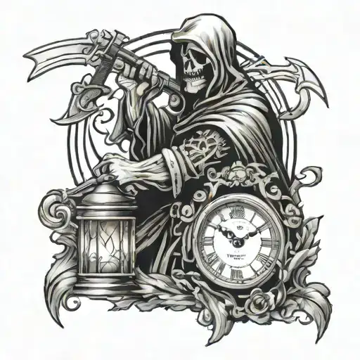 Grim Reaper Rifle Clock Lantern