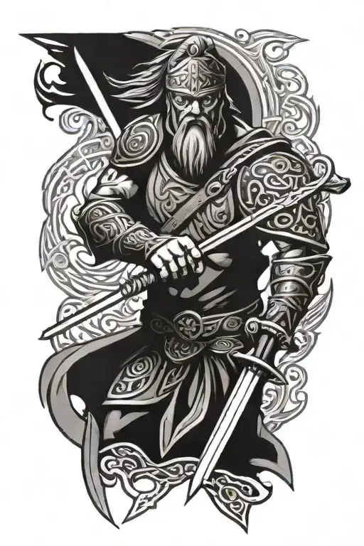 Celtic Warrior Wielding A Sword