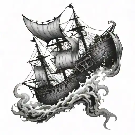 Pirate Shipwreck Sinking Into The Depths