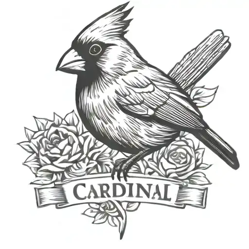 Cardinal With Mom Written In The Shape