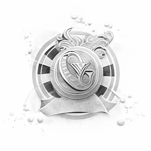 A Flamengo Logo With A Guitar Neck Incorporated Into The Design