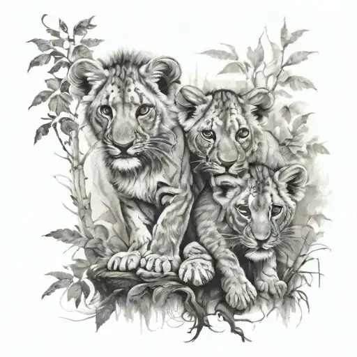 Lion Cubs In The Forest
