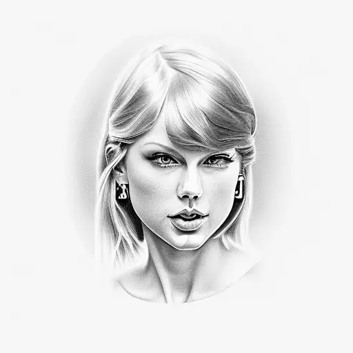 A Portrait Of Taylor Swift With Lyrics From The Song 'August' Incorporated Into The Background