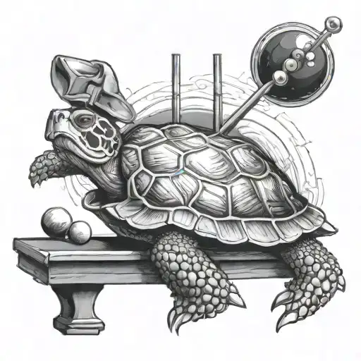 Turtle Playing Pool Table