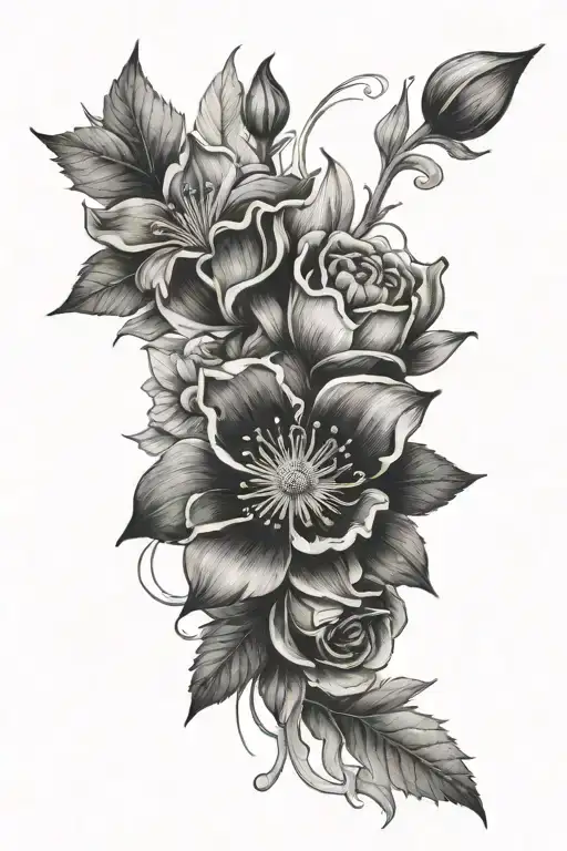 Male Tattoo Of Flowers