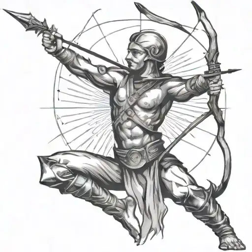 Kneeling Archer Shooting Arrow Overhead