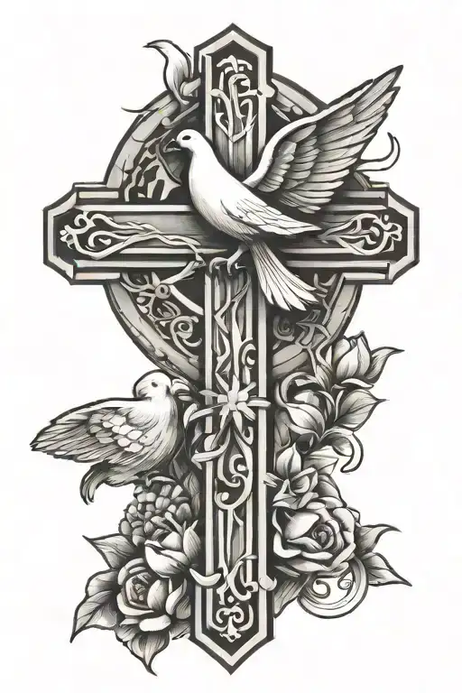 Catholic Cross With Dove