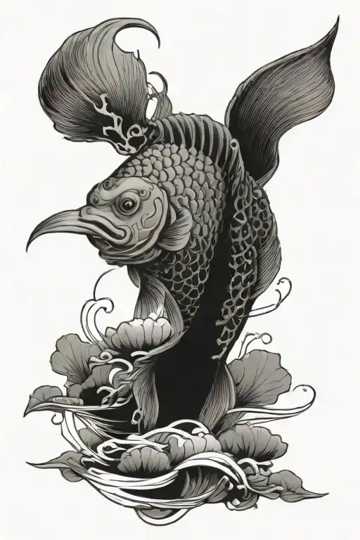 Blackwork Sleeve New Japan Fish