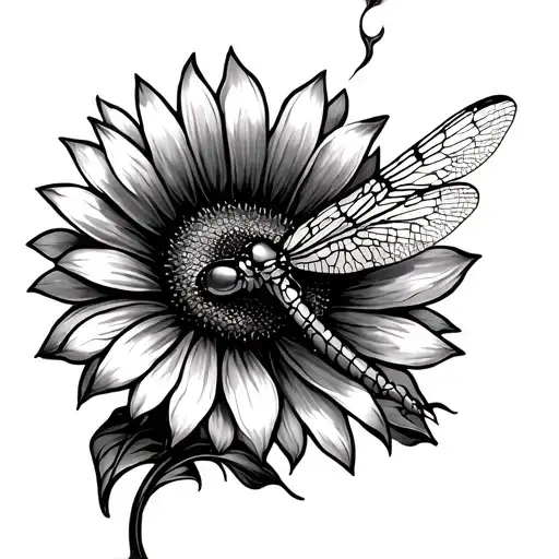 Dragonfly With Sunflower Petal Wings