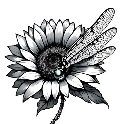 Dragonfly Made Entirely Of Sunflowers