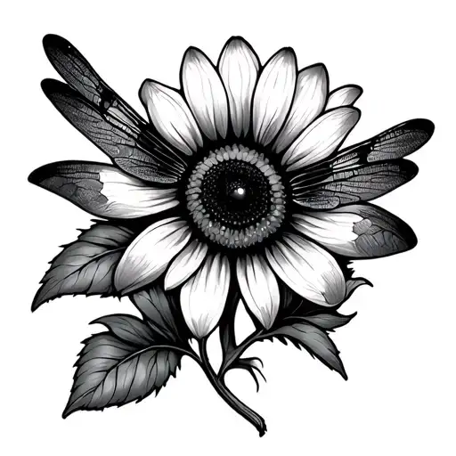 Dragonfly Made Up Of Interconnected Sunflower Petals